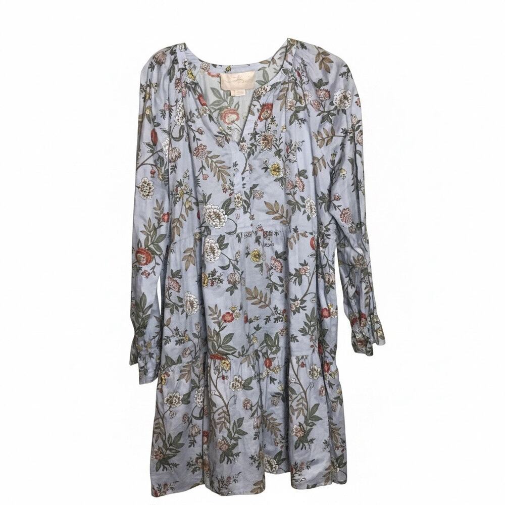Gal Meets Glam Women’s long-sleeve floral Tiered dress in light blue color Sz.16